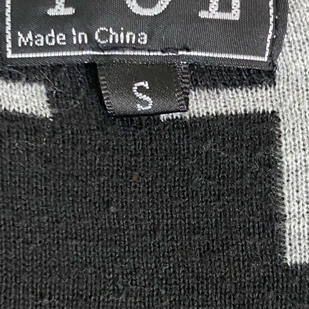 POL V‑Neck Gray Black Cross Pattern Cardigan Fall Casual S 100% Cotton - Picture 6 of 8